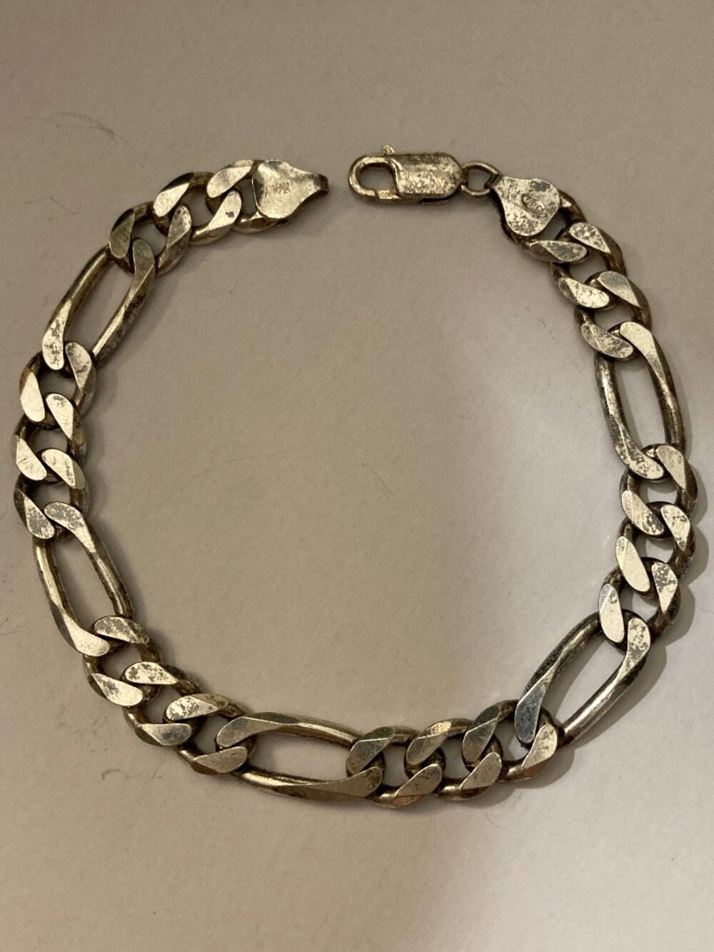 Vintage Italy Sterling Silver 925 Figaro Bracelet 8"